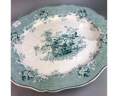 LARGE CREAM AND WHITE ASHET, along with blue and white ceramics, including a jug, comports, planters and stoneware along with