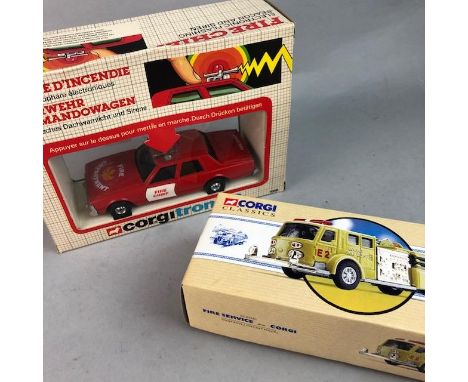 LOT OF CORGI CLASSICS MODEL FIRE ENGINES, each in box, along with boxed Corgi major model vehicles