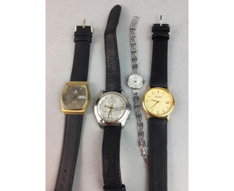 GENTLEMAN'S TISSOT WRIST WATCH, on generic leather strap, along with three other wrist watches including a lady's silver Seko