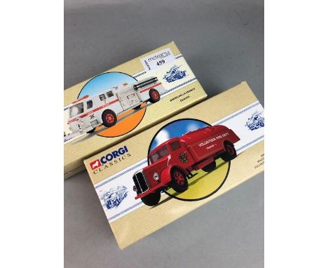 LOT OF CORGI CLASSICS MODEL VEHICLES, comprising fire engines and emergency service vehicles, each in box