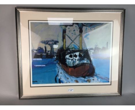 AFTER JAMES DOWNIE ROBERTSON MBE RSA RGI RSW (SCOTTISH 1931 - 2010), CLYDE PUFFER giclee print, signed and numbered 80/500 42