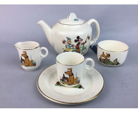 BESWICK 'WALT DISNEY' PART TEA SERVICE, along with a Delft miniature handpainted jug, two miniature toby jugs and other ceram