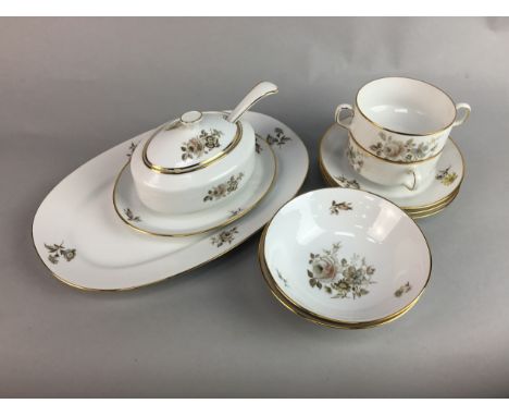 GERMAN HUTSCHENREUTHER DINNER SERVICE, with floral and gilt decoration, comprising six dinner plates, six side plates, six de