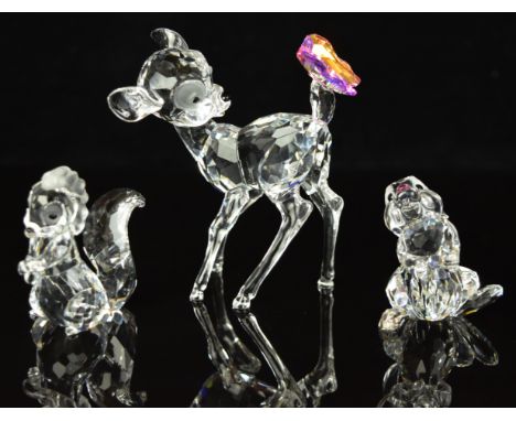 Three Swarovski Disney figures Bambi, Thumper and Bambi Flower, largest 9.5cm tall.&nbsp;
