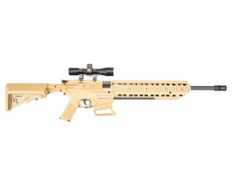 Delta Storm SR16-M .177 CO2&nbsp;assault style air rifle with tactical stock, textured pistol grip, multi-shot magazine and 4