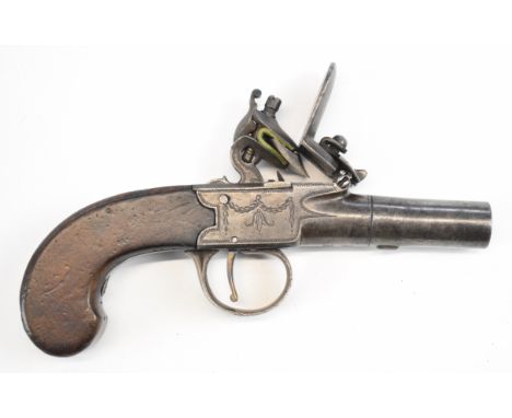 John Probin of London flintlock pocket pistol with named and engraved lock, engraved trigger guard, top strap and hammer and 