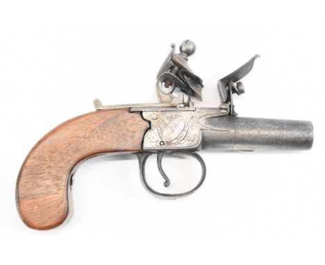 Henry Nock of London flintlock pocket pistol with named and engraved lock, engraved trigger guard and hammer and 1.5 inch tur
