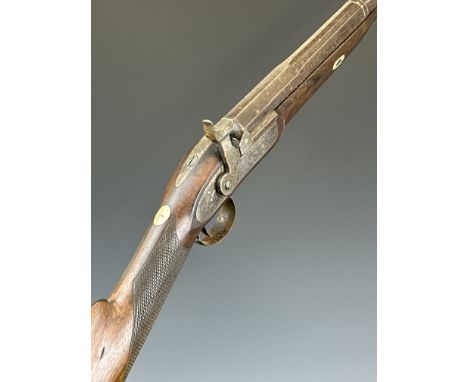 Henry Hitchin 12 bore muzzle loading percussion hammer action sporting gun with named and engraved lock, engraved hammer, tri