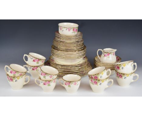 Royal Doulton tea and dinner ware decorated in the English Rose&nbsp;pattern comprising&nbsp;six each of dinner plates, tea p