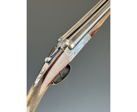 AYA No 3 16 bore side by side shotgun with named and border engraved locks, border engraved underside, trigger guard, top pla