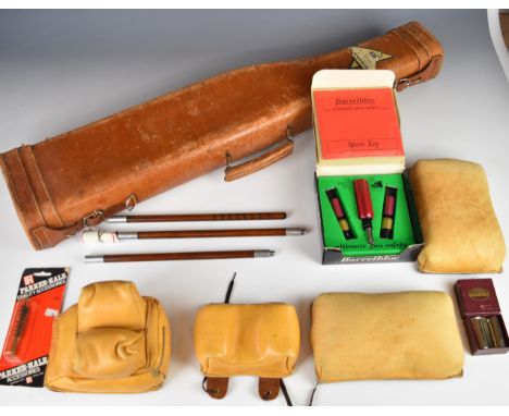 A collection of gun related items including leg of mutton shotgun case, Barrelbloc, gun rests etc.&nbsp;