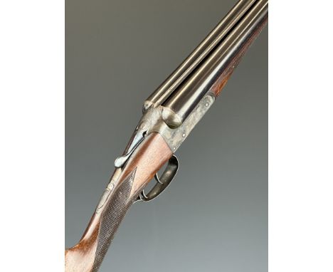 Rosson &amp; Son of Derby 12 bore side by side shotgun with named and engraved locks, engraved underside, trigger guard, top 