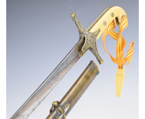 British 1831 pattern general officer's sword with guard and hilt mounts in gilt 'brass', ivory grip, floral headed rivets, 79