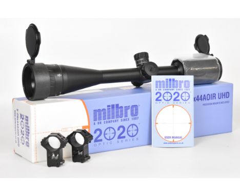 Milbro 2020 Optic Series 5-20x44 A0IR UHD rifle scope, in original box with instructions and accessories.&nbsp;