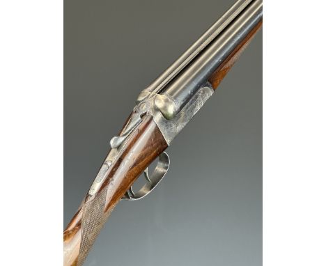 AYA Yeoman 12 bore side by side ejector shotgun with named and engraved locks, engraved underside trigger guard, top plate, t