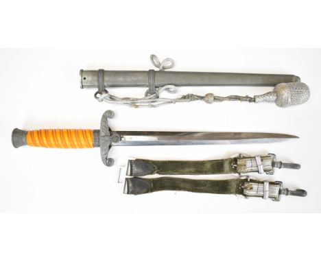 German WW2 Nazi Third Reich army dagger with Eickhorn Solingen and maker's mark to 15.5cm double edged blade, scabbard, hange