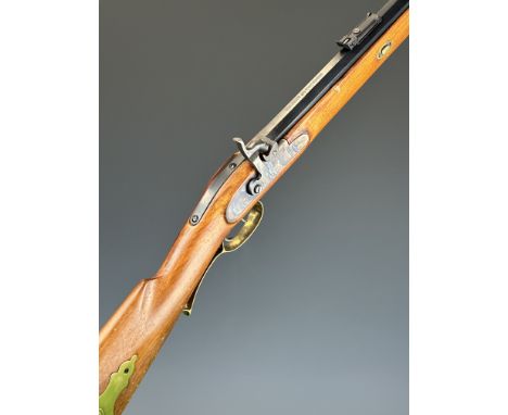 Euroarms of America .50 muzzle loading percussion hammer action rifle with brass trigger guard, butt plate and mounts, storag