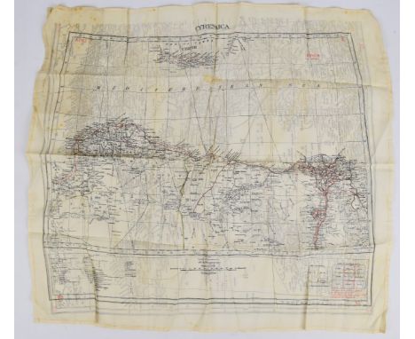 WW2 silk escape map titled Cyrenaica,&nbsp;North Africa, 46 x 53cm