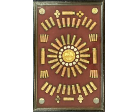 Nobel Industries Limited shotgun cartridge shop or advertising display board, in wooden frame, 71 x 45.5cm.