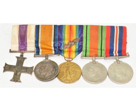 WW1 and WW2 Royal Engineers Military Cross medal group of five including Mentioned in Despatches comprising Military Cross na