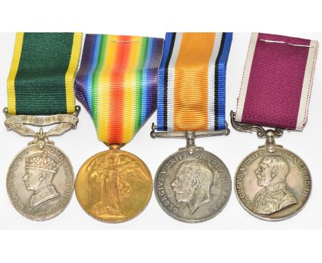Three British Army WW1 medals comprising War Medal, Victory Medal and Long Service &amp; Good Conduct Medal named to 28905 Dr