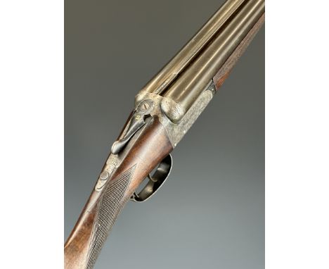 William Evans 12 bore side by side ejector shotgun with named and engraved locks, scrolling engraving to the underside, trigg