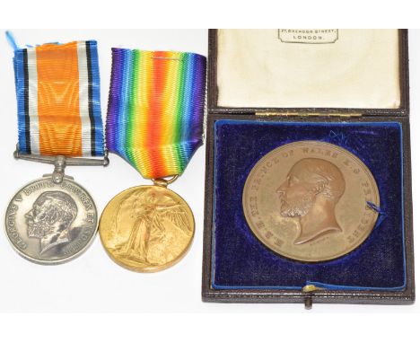 Royal Artillery Officer's WW1 medal pair comprising War Medal and Victory Medal for Lieutenant A N Rye, together with his Cit