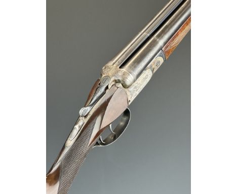 Beretta 20 bore side by side shotgun with named and engraved underside, engraved locks, trigger guard, top plate, thumb lever
