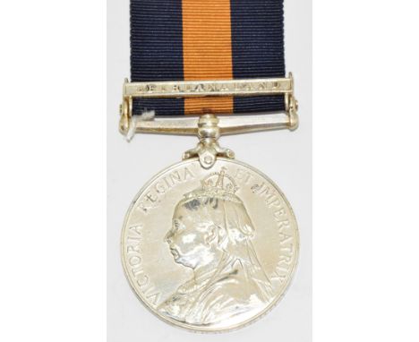 Cape of Good Hope General Service Medal 1900 with clasp for Bechuanaland, naming partly erased but V Rifs visible (Volunteer 