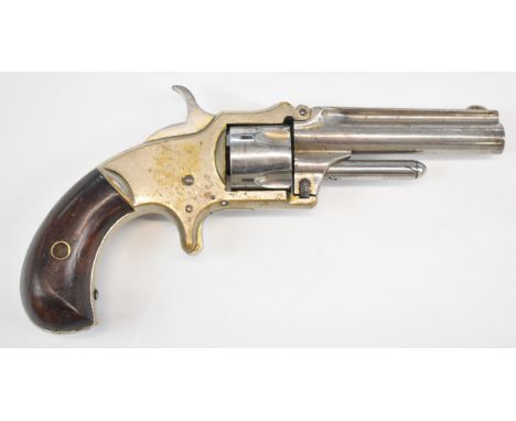 J M Marlin XXX Standard .30 rimfire five-shot single-action revolver with nickel plated frame, sheath trigger, shaped wooden 