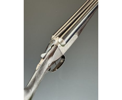 Army &amp; Navy 12 bore side by side shotgun with named and engraved locks, engraved underside, trigger guard, top plate, thu