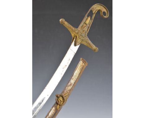 Continental sword with brass hilt, 1908 to curved 77cm blade and scabbard.&nbsp;PLEASE NOTE: WE ARE NOT ABLE TO OFFER OUR USU