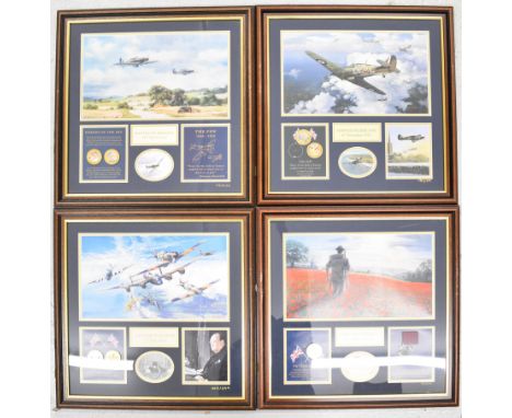 Philip West, Richard Harpum and Denis Pannet, four Winston Churchill WW2 themed limited edition prints with enamelled crowns 