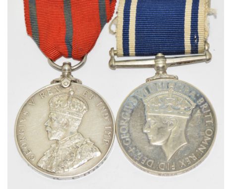 Metropolitan Police 1911 Coronation Medal named to PC R Cork together with a Police Long Service Medal George VI&nbsp;named t