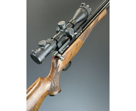 Daystate Huntsman Regal .20 PCP FAC air rifle with monogrammed and chequered semi-pistol grip, chequered forend, raised cheek