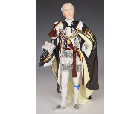 Dresden figure of a Knight of the Garter, H28cm