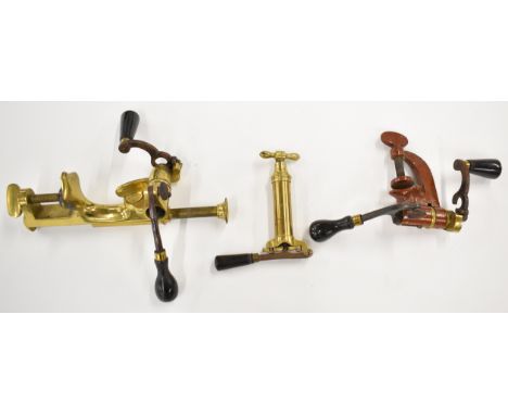 Three shotgun cartridge re-loading tools comprising two G&amp;JW Hawksley 12 bore roll turnover tools and Bartram &amp; Co ca