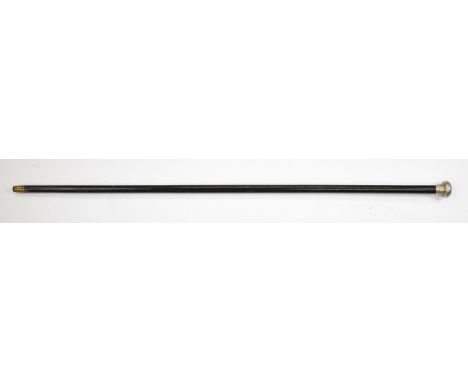British Army officer's hallmarked silver topped walking out stick / cane, length 91cm