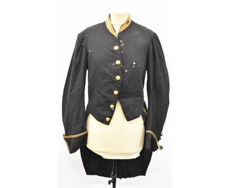 Victorian Royal Navy Officer's coat retaining some lace and buttons, Henry Poole &amp; Company, Saville Row label still attac