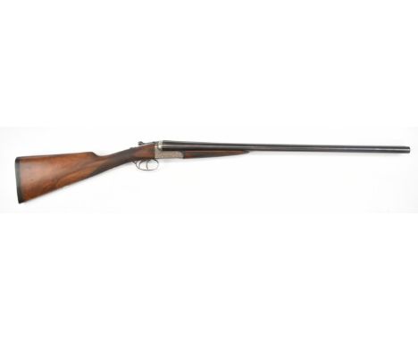 Webley &amp; Scott 12 bore side by side ejector shotgun with named and engraved locks, engraved underside, trigger guard, top