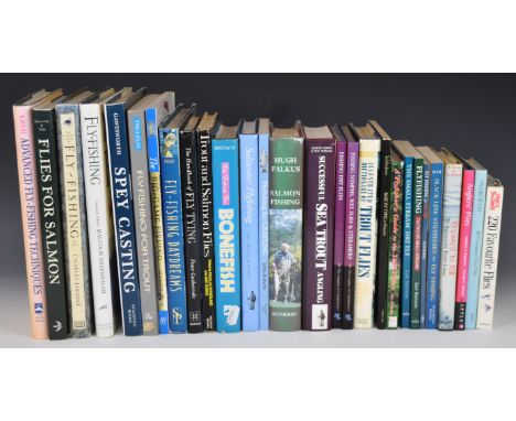 [Fishing] Collection of books on fly-fishing to include Illustrated Dictionary of Trout Flies by John Roberts. Hairwing &amp;