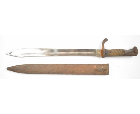 German WW1 butcher's bayonet with scabbard.&nbsp;PLEASE NOTE: WE ARE NOT ABLE TO OFFER OUR USUAL POSTAGE SERVICE FOR THIS LOT