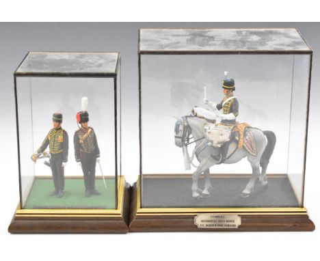 Two cased military figures comprising King's Troop Royal Horse Artillery and Regimental Drum Horse The Queen's Own Hussars