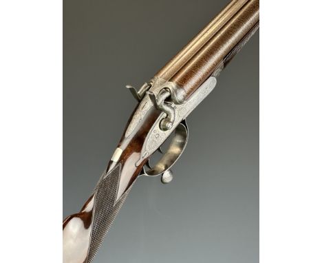 James Beattie &amp; Son 12 bore&nbsp;side by side hammer action shotgun with named and engraved locks, engraved hammers, trig