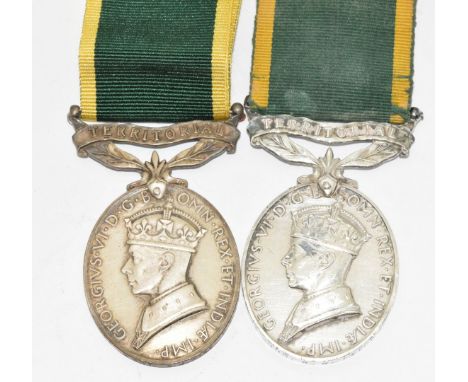 Two George VI Territorial Force Efficiency Medals named to 5621092 Gnr W W Efford, Royal Artillery and 2038158 Staff Sgt S J 