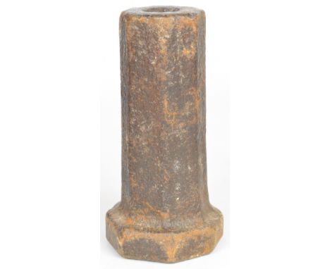 A 17thC octagonal signal cannon with incised cross and 1 inch bore, 18.5cm long.