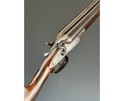 Joseph Bourne &amp; Son 12 bore side by side hammer action shotgun with engraved locks, hammers, underside, trigger guard, to