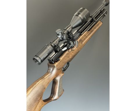 Weihrauch HW100 .177 PCP air rifle with 15 shot magazine, shaped and chequered grip, adjustable trigger, raised cheek piece, 
