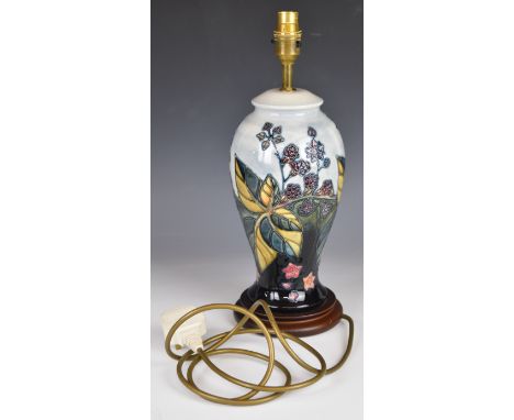 Moorcroft table lamp decorated in the Blackberry pattern, H40cm