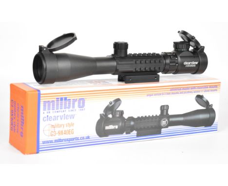 Milbro Clearview military style C3-9x40 EG air rifle scope, in original box.&nbsp;